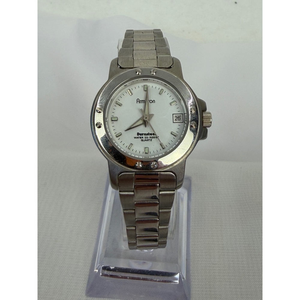 Armitron Durasteel Watch Virginia Slims V Wear Silver Tone White Dial 25/6059